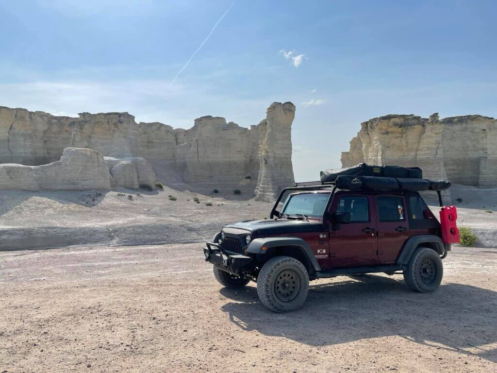 Jeep at Monument Rocks Natural Landmark