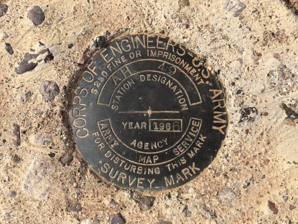 US Army Corps of Engineers Survey Marker. Photo provided by @rscottjones