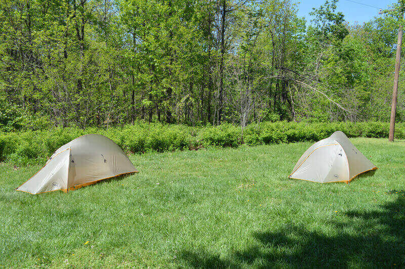 Testing tents. Big Agnes Fly Creek UL 1 (on left) and Big Agnes Fly Creek UL 2 (on right)